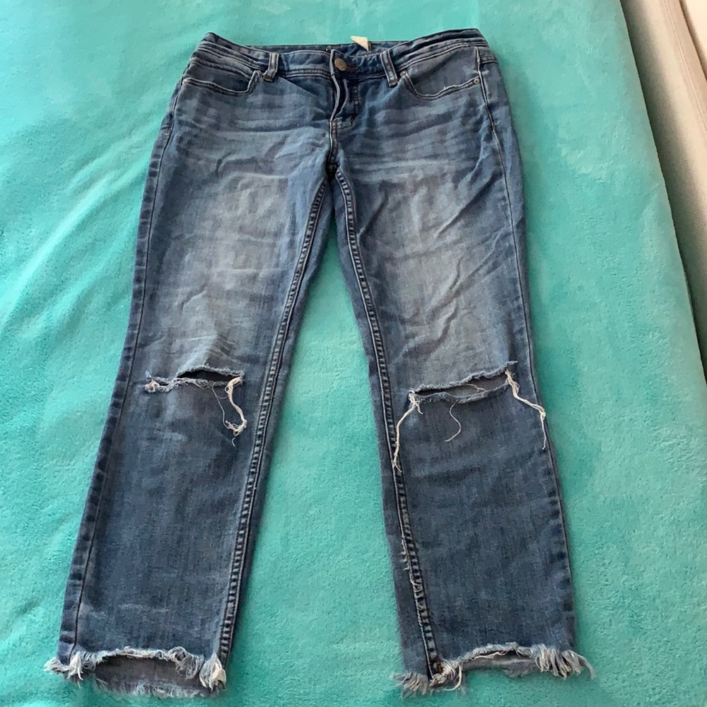 Free People distressed jeans with raw hem